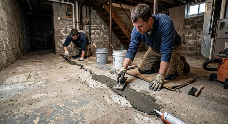 Cracked Basement Floor Repair in Hayward, WI
