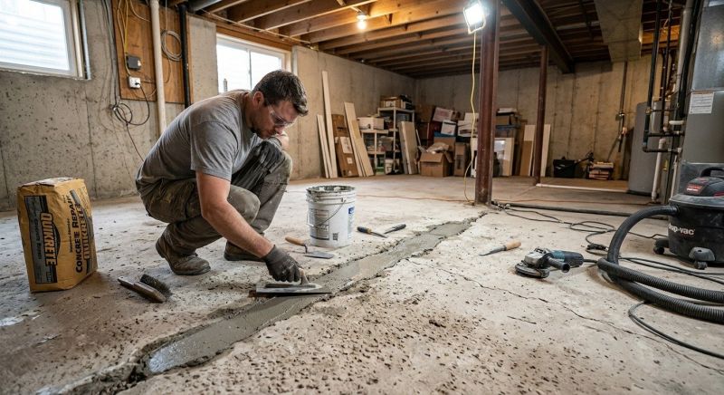 Cracked Basement Floor Repair in Hayward, WI